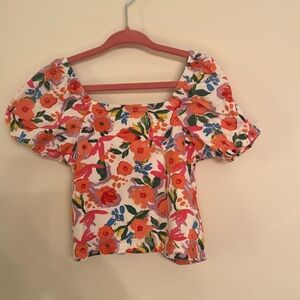 Zara girls puff sleeve top with back cutouts